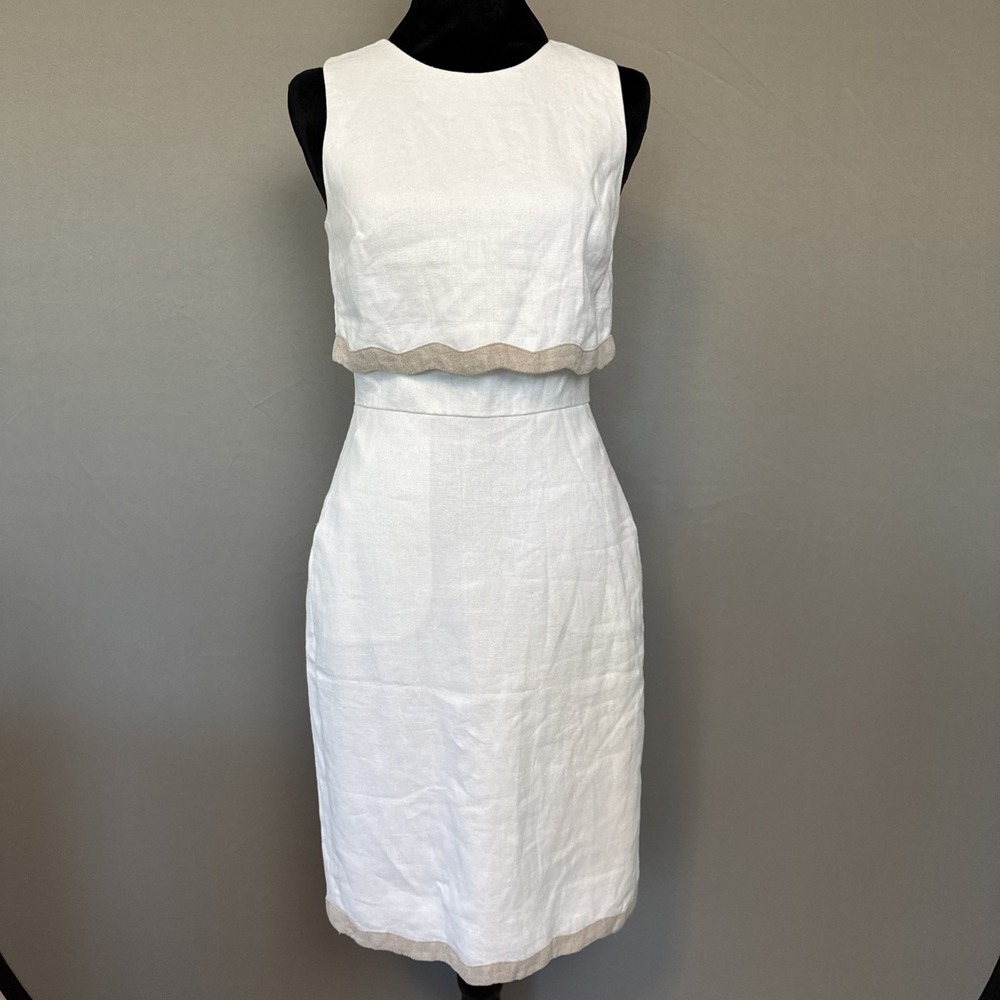 NWOT J Crew (Not Factory) White Going-Places Dress Size 0 - 100% Linen